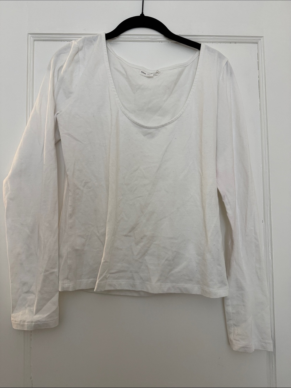 Good American White Long-Sleeve Scoop Neck Top  guc xl
